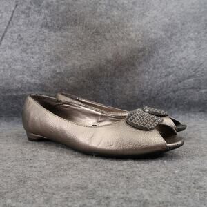 Madeline Stuart Shoes Womens 8.5 Flats Ballet Peep Toe Fashion Formal Wide Fit